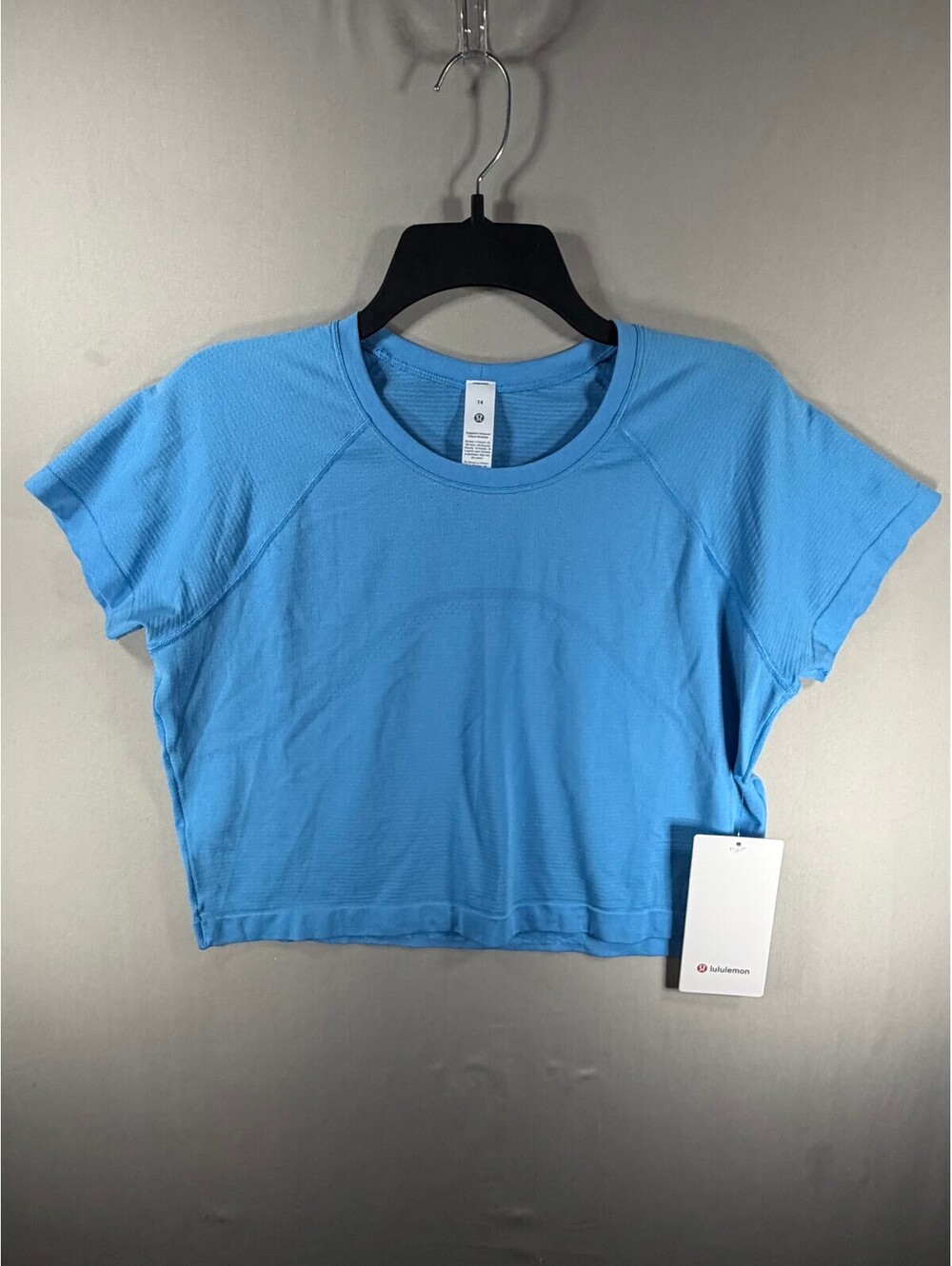 Lululemon Swiftly Tech Cropped Short-Sleeve Shirt Light Blue Size 14  OceanWave